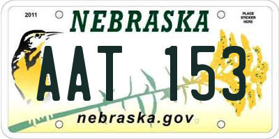 NE license plate AAT153