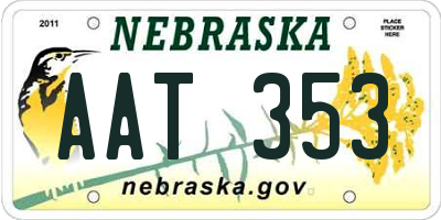 NE license plate AAT353
