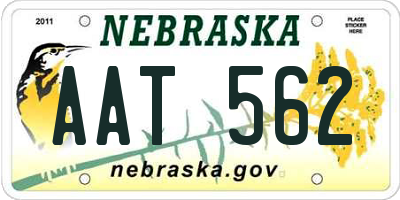 NE license plate AAT562