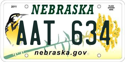 NE license plate AAT634