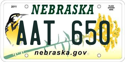 NE license plate AAT650