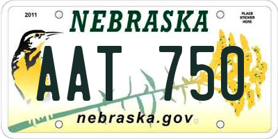 NE license plate AAT750