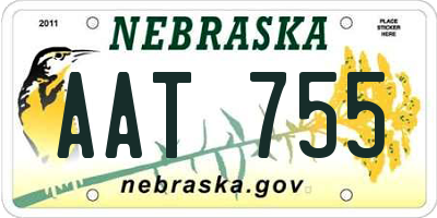 NE license plate AAT755