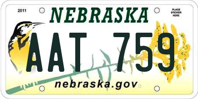 NE license plate AAT759