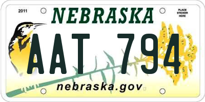NE license plate AAT794