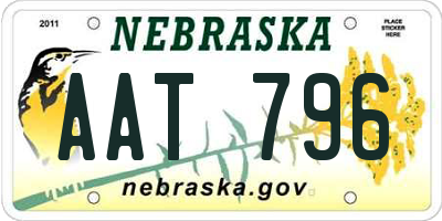 NE license plate AAT796