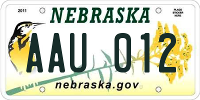 NE license plate AAU012