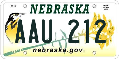 NE license plate AAU212