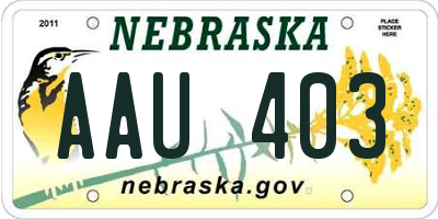 NE license plate AAU403