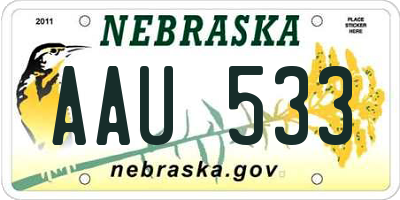 NE license plate AAU533