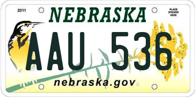 NE license plate AAU536