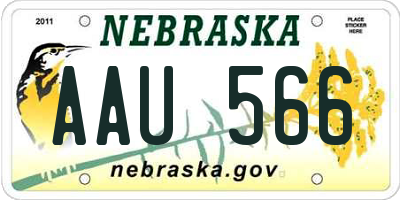 NE license plate AAU566