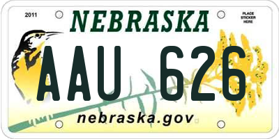 NE license plate AAU626