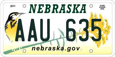 NE license plate AAU635