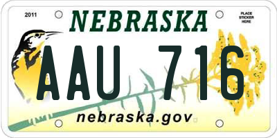 NE license plate AAU716
