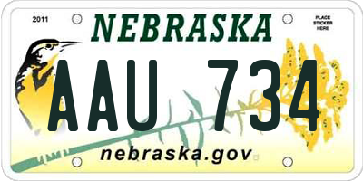 NE license plate AAU734