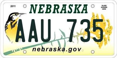 NE license plate AAU735