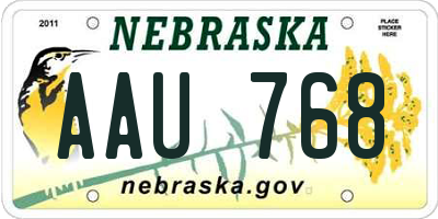 NE license plate AAU768