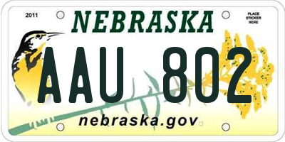 NE license plate AAU802