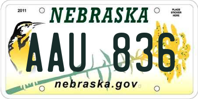 NE license plate AAU836