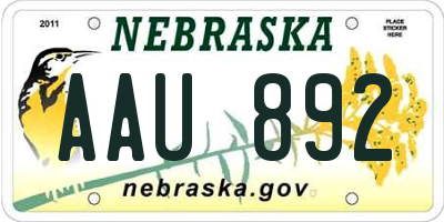 NE license plate AAU892