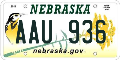 NE license plate AAU936