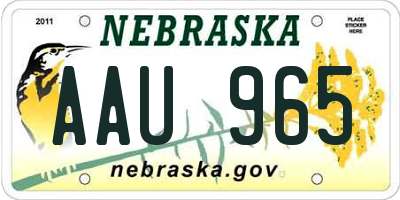 NE license plate AAU965