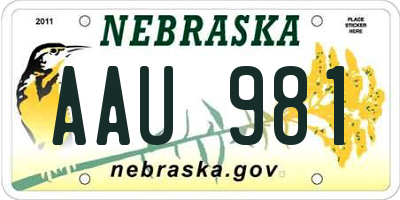 NE license plate AAU981
