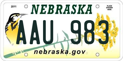 NE license plate AAU983