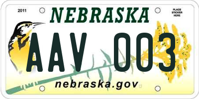 NE license plate AAV003