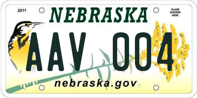 NE license plate AAV004
