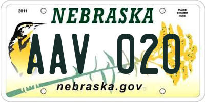 NE license plate AAV020