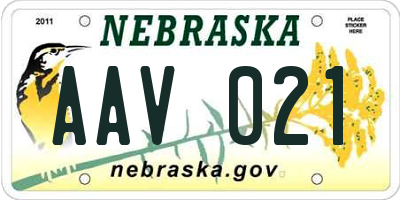 NE license plate AAV021