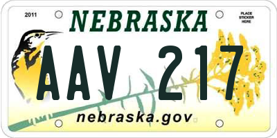NE license plate AAV217
