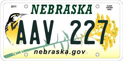NE license plate AAV227