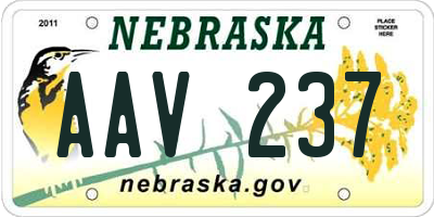 NE license plate AAV237