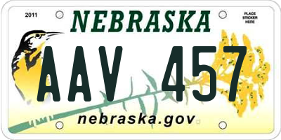 NE license plate AAV457
