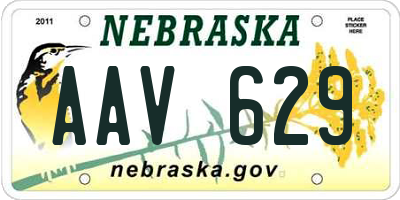NE license plate AAV629