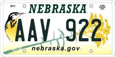 NE license plate AAV922