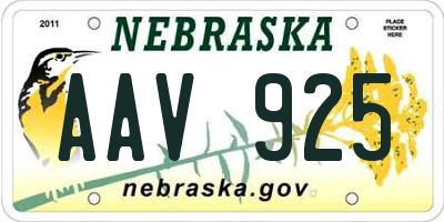 NE license plate AAV925