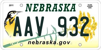 NE license plate AAV932