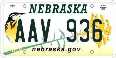 NE license plate AAV936