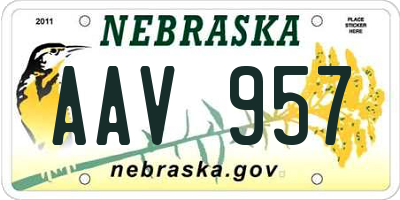 NE license plate AAV957