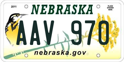NE license plate AAV970