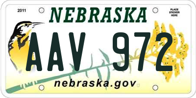 NE license plate AAV972