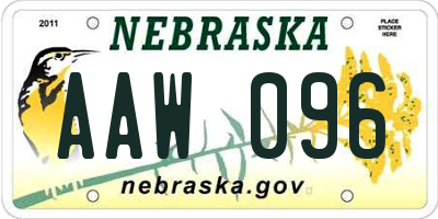 NE license plate AAW096