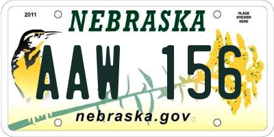 NE license plate AAW156