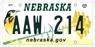 NE license plate AAW214