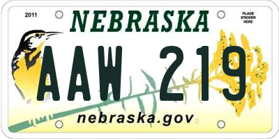 NE license plate AAW219