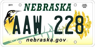 NE license plate AAW228